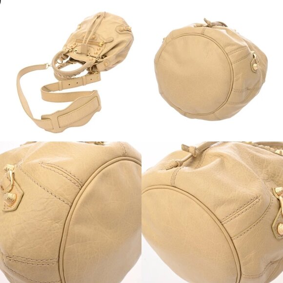 BALENCIAGA Giant mini pompon 2WAY beige 285439 hand bag - Picture 4 of 10
